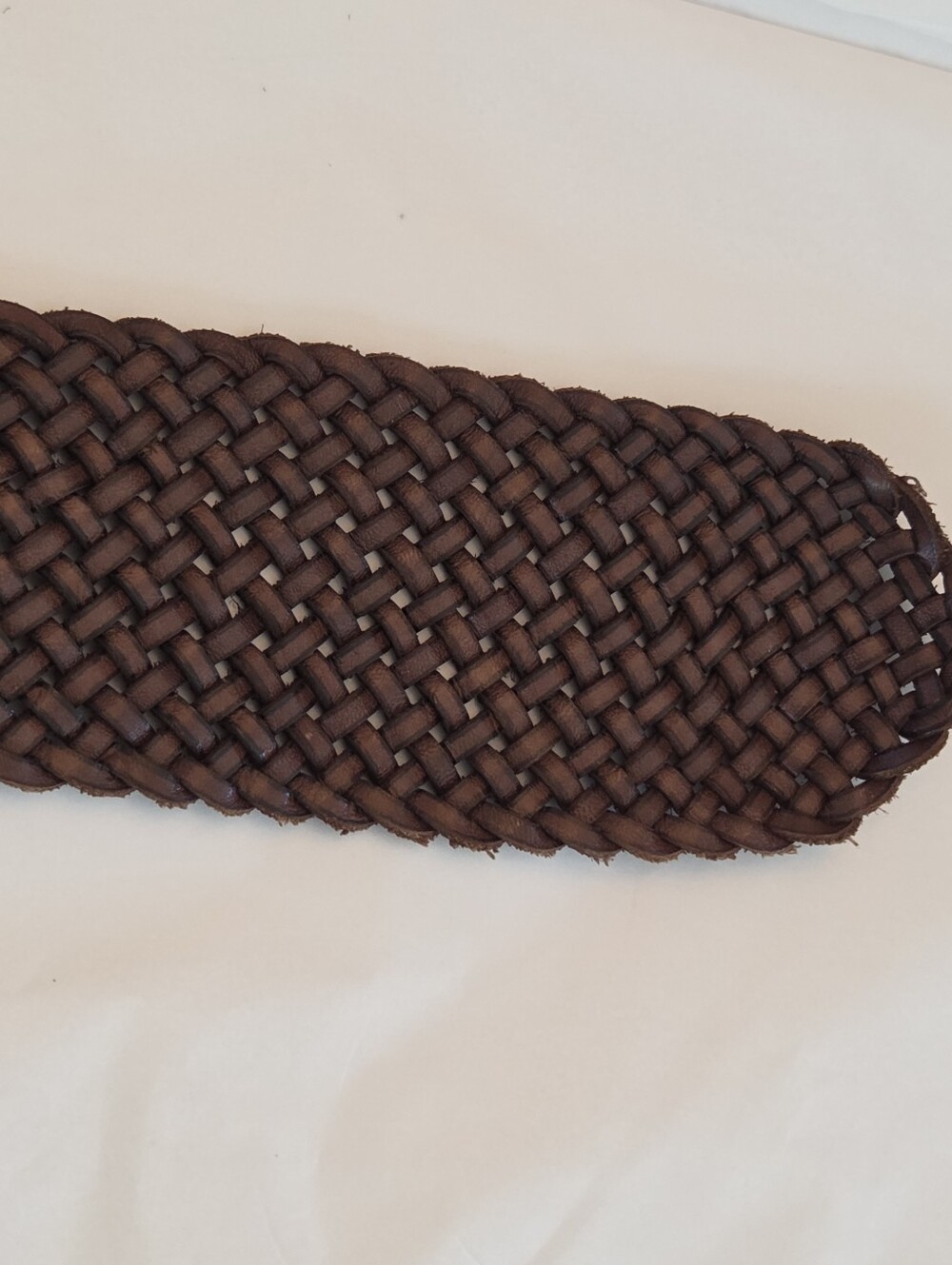 Banana Republic Leather Chocolate Brown Wide Braided Belt M Leather Buckle - Picture 7 of 16
